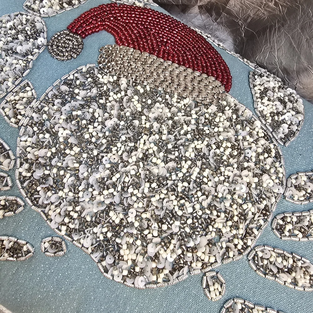 Isaac Mizrahi Holiday Pillow with Silver and Red Crab Design NWT